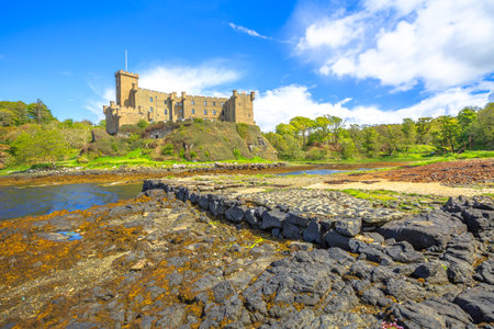 backyard swamp of Dunvegan Castle with lake. Dunvegan city of Isle of Skye, Scotland, United Kingdom. The seat of the MacLeod Clan.のeditorial素材