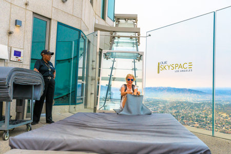 Los Angeles, California, United States - August 9, 2018: the experience of funny tourist woman...