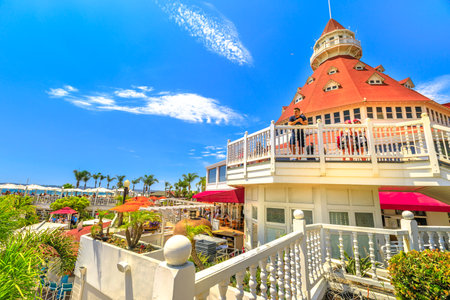 San Diego, California, United States - August 1, 2018: Victorian Building with panoramic terrace, popular destination in California West Coast for weddings, honeymoons, vacations and anniversaries.のeditorial素材
