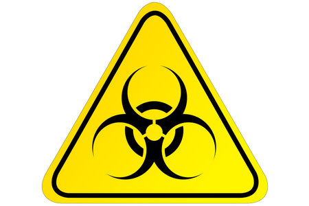 Biohazard sign on white background with copy space. Concept of epidemic virus and quarantine for...