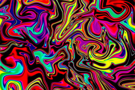 Colorful fluid abstract background. black blue, pink yellow and green colors.