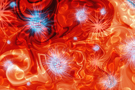 Coronavirus outbreak with virus cells in the blood. Dangerous pneumonia disease as a pandemic...