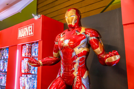 Tokyo, Japan - April 20, 2017: portrait of Iron Man model from Age of Heroes movie of Marvel at Mori Tower, Roppongi Hills complex, Minato Tokyo.のeditorial素材