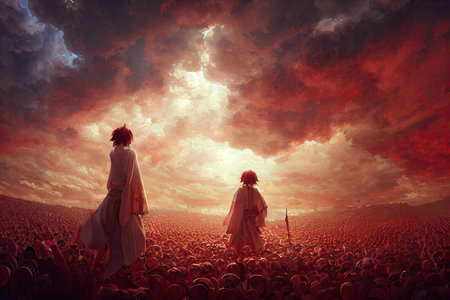 Two boys rise through a hellish deadly battlefield to heavens gate, to symbolize the idea of...