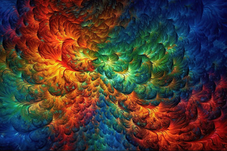 colorful fractal painting is not just a visual feast but also a gateway to contemplation and exploration, inviting you to embrace the infinite possibilities of the realm of abstraction and mathematicsの素材