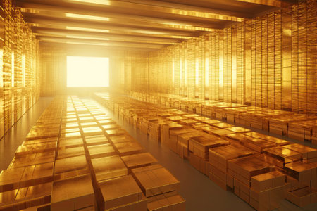 pure gold bars most valuable and sought-after assets, making them top priority for the bank safe. Countries used gold standard maintained reserve of gold to back up their currency value. AI-generatedの素材