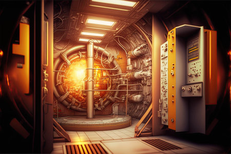 Scientists at an atomic astrophysics lab are utilizing a laser reactor to conduct a nuclear fusion experiment. By combining atomic nuclei together, releasing energy and a source of clean electricity.の素材