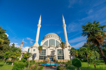 Shkoder, Albania - May 1, 2023: Xhamia e Madhe - Ebu Beker mosque of Shkoder city in Albania. fine example of Ottoman architecture and stands as a symbol of the citys rich religious heritageのeditorial素材