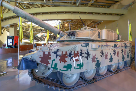 Royal Tank Museum, Amman, Jordan - May 4, 2024: Classic Challenger 1 FV4030-4. British main battle tank MBT used by the British Army from 1983 to 2001. military history and engineering designのeditorial素材