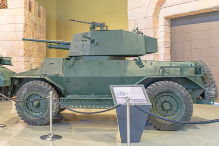 Royal Tank Museum, Amman, Jordan - May 4, 2024: Restored British Marmon-Herrington armored car...