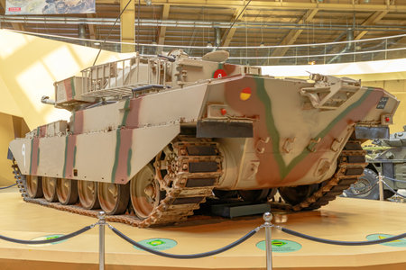 Royal Tank Museum, Amman, Jordan - May 4, 2024: At the prestigious Royal Tank Museum in Jordan, the well-preserved British Chieftain V tank holds historical significance.のeditorial素材