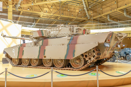 Royal Tank Museum, Amman, Jordan - May 4, 2024: British Chieftain V tank, historically significant and well preserved, exhibited at the prestigious Royal Tank Museum in Jordanのeditorial素材