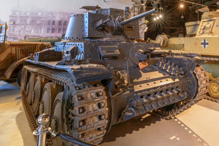 Royal Tank Museum, Amman, Jordan - May 4, 2024: Vintage Panzer 38T, a World War 2 era German tank, exhibited at the Royal Tank Museum of Jordan for historical educationのeditorial素材
