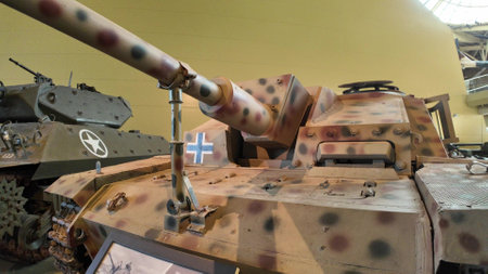 Royal Tank Museum, Amman, Jordan - May 4, 2024: Authentic Sturmgeschutz 3, a Nazi German assault gun tank from World War 2, displayed at the Royal Tank Museum in Jordanのeditorial素材