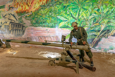 Royal Tank Museum, Amman, Jordan - May 4, 2024: Historic 1950s era American M40 106mm recoilless rifle used by the US army, exhibited at the Royal Tank Museum in Jordanのeditorial素材