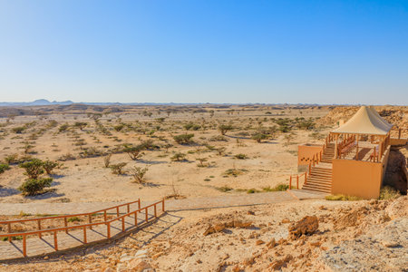 Aerial view of Wadi Dawkah Natural Park in Oman is renowned for its significance as the home of the Frankincense Tree groves, a UNESCO World Heritage Site.の写真素材