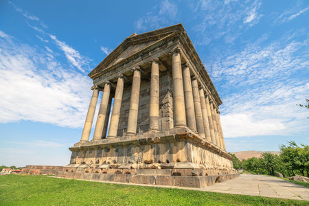 Garni Temple, a first-century hellenistic ionic temple near Garni, Armenia, stands majestically...