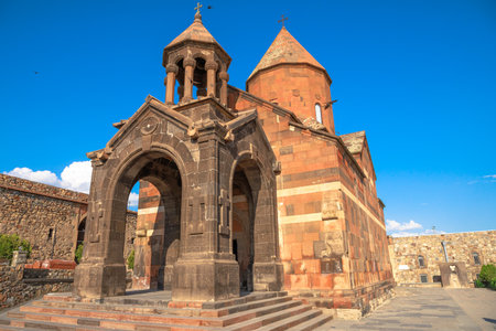 Khor Virap is an Armenian monastery located in the Ararat Plain in Armenia, near the border with Turkey, about 8 kilometers south of Artashat, Ararat Provinceの写真素材