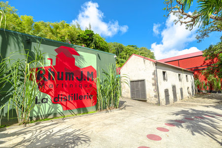 Martinique, French Antilles - Dec 27, 2025: Rhum JM distillery sign in the French Antilles, representing rum production, heritage, and Caribbean cultureのeditorial素材