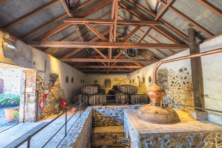 Sainte-Marie, Martinique, French Antilles - Dec 27, 2025: Historical copper pot stills for rhum agricole production at Habitation La Salle in Sainte-Marie, Martinique French Antillesのeditorial素材