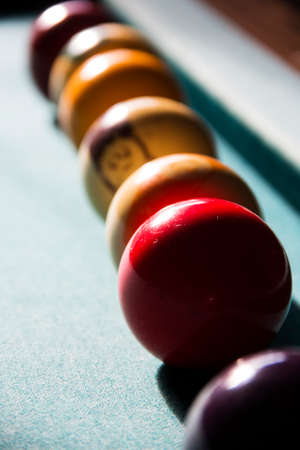 row of pool ballsの写真素材