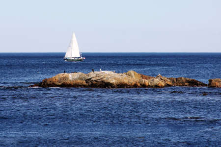 Sailboat on the sea in Ogunquit Maineの写真素材