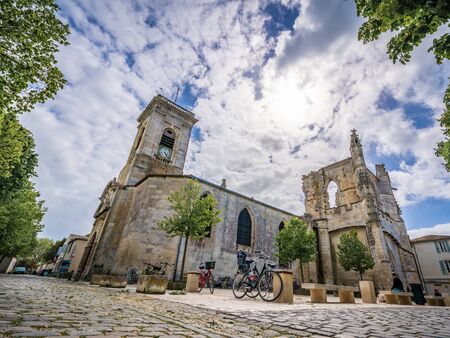 Saint-Martin church from the ground at Saint-Martin-de-Réの写真素材