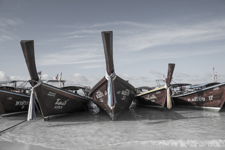 Fishing boats on Koh Lipe, Thailandの写真素材