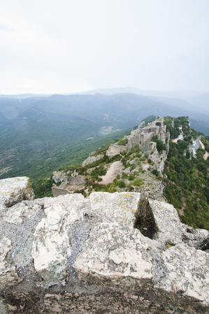 Castel de Peyrepertuse in Aude, Franceの写真素材