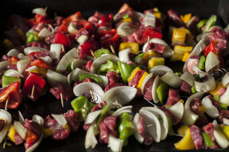 Background of skewers in french cuisineの写真素材