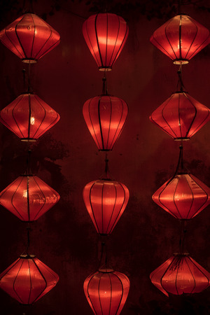 Asian paper lampion lights in Hoi An, Vietnamの写真素材