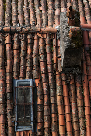 Tiled roof in Nontron, Franceの写真素材