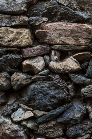 Dry stone wall in Castelnou, south of Franceの写真素材
