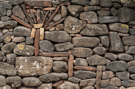 Dry stone wall in Celles, south of Franceの写真素材