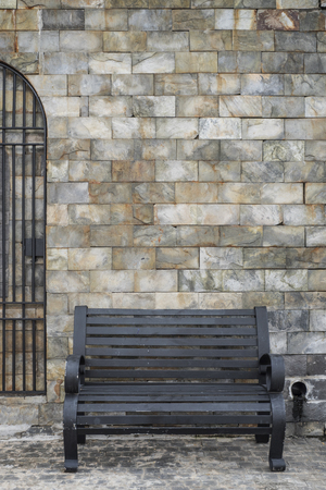 Wall and bench background in a castle of Ho Chi Minh City, Vietnamの写真素材