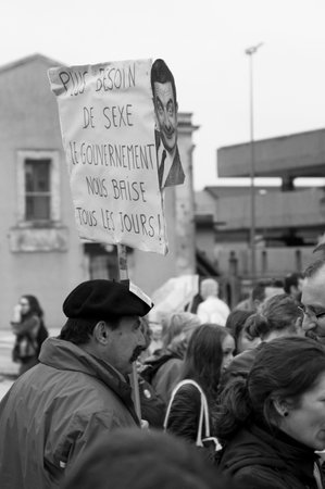 French people are protesting against the El Khomri Work Law in Angouleme, France, in the 31st of...
