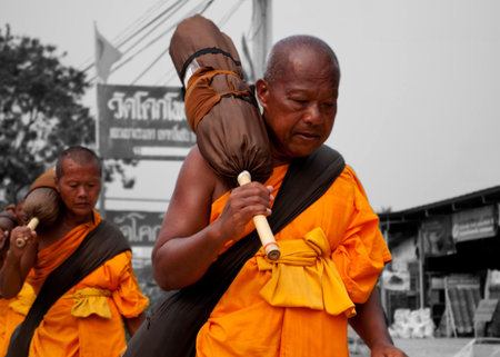 Ceremony as monks are moving to a new temple in Bangkok in June 2013
