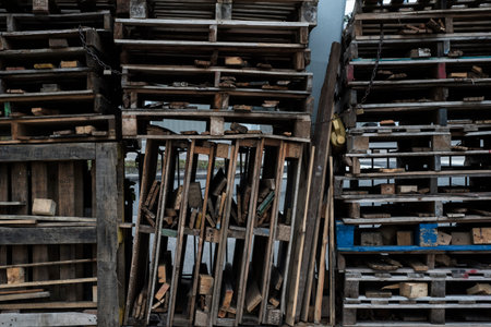 Pile of old weathered palets.