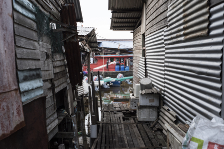 Fishing harbour in Sekichan, Malaysia.のeditorial素材