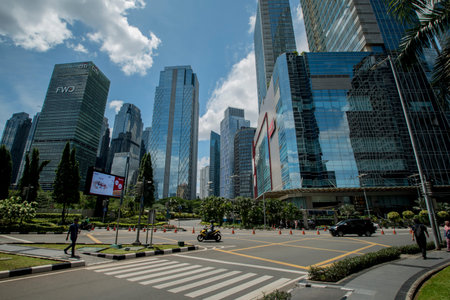 Sudirman Central Business District in Jakarta, Indonesia, is empty during the holidays