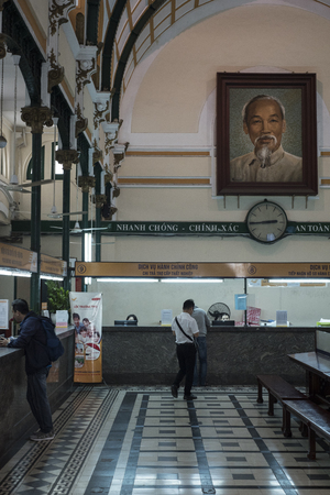 People manage their mail at the post office in Ho Chi Minh City, Vietnam.のeditorial素材