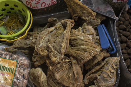 Dried fish are presented at Binh Tay market in Ho Chi Minh City, Vietnamのeditorial素材