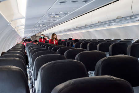 [2020.03.14] Plane from Kuala Lumpur to Ho Chi Minh City is empty due to the Corona virus scareのeditorial素材