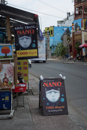 Masks are sold in the streets of Ho Chi Minh City, Vietnam