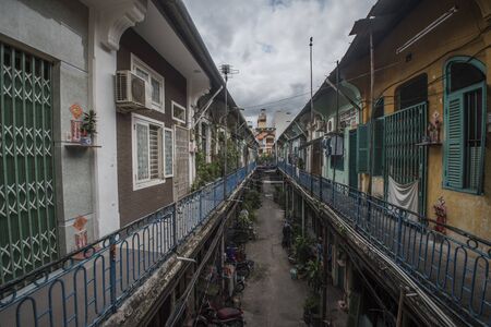 Hao Si Phuong old traditional alley in Ho Chi Minh City, Vietnamの写真素材