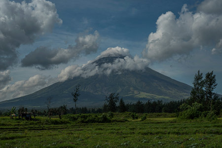 Mount Mayon in the Philippines, see from the fields.