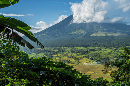 Mount Mayon in the Philippines, see from the fields.