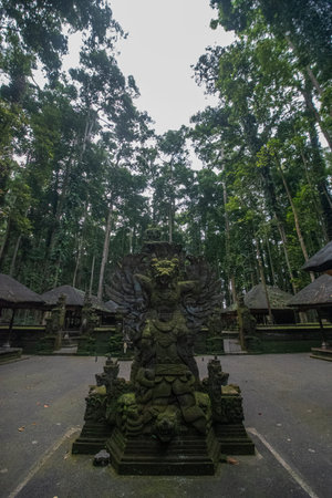 Sangeh monkey forest ruins park in a jungle of Bali, Indonesia.