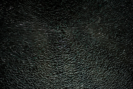 Close up view of cracked glass.