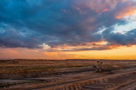 Storm clouds over Hambach opencast mine, Germany.の写真素材